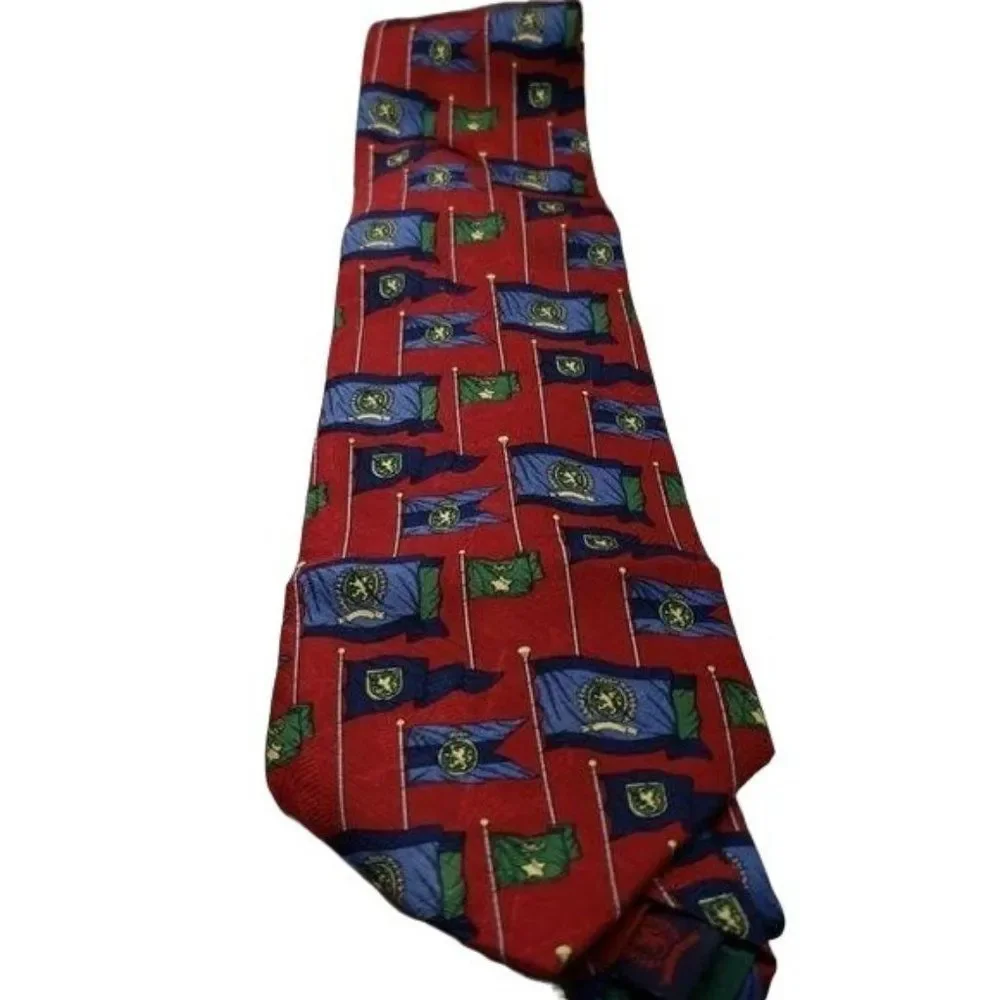 Tommy Hilfiger red countrys flags mens tie
